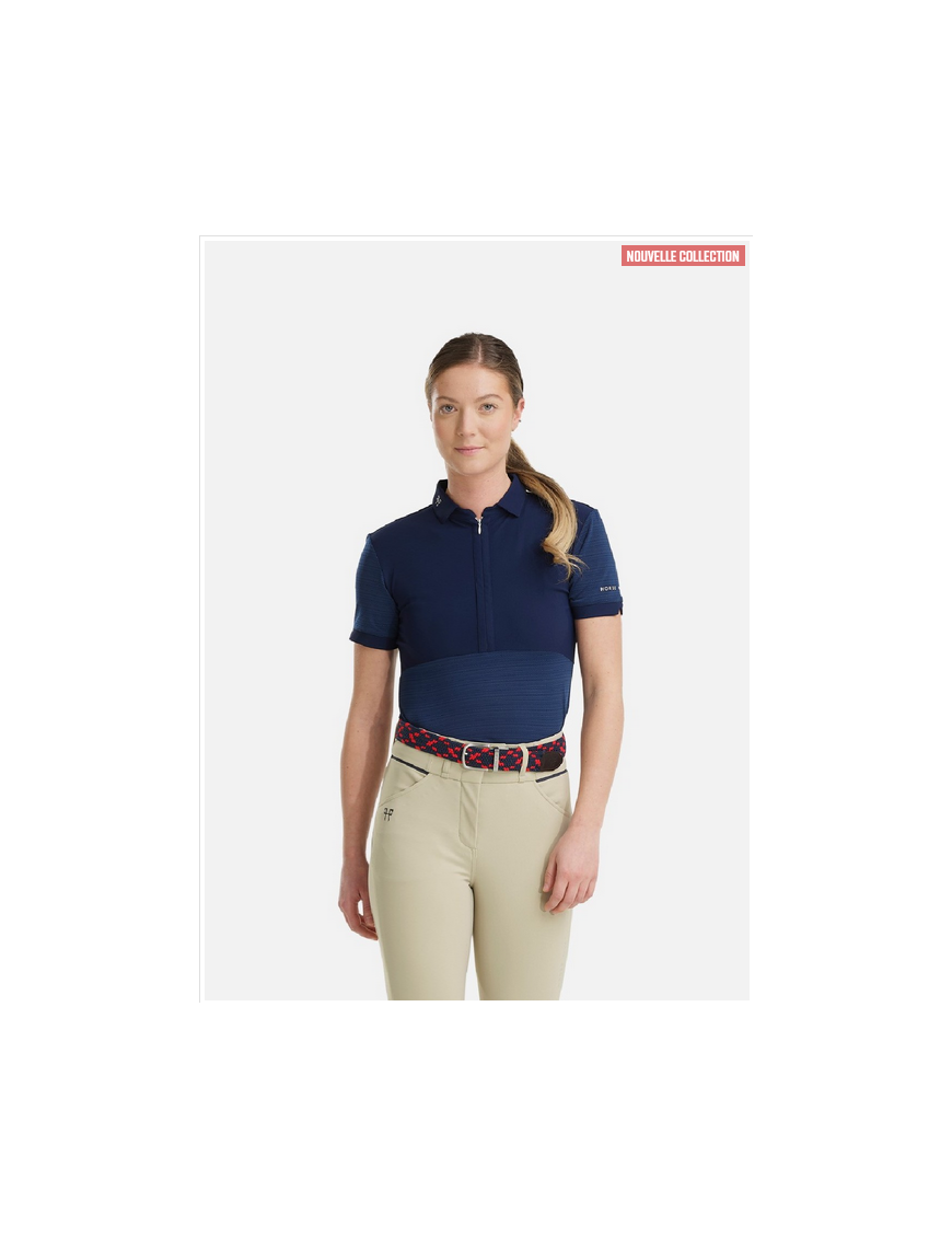 Polo manches courtes Femme Horse Pilot Aeromesh Bleu marine