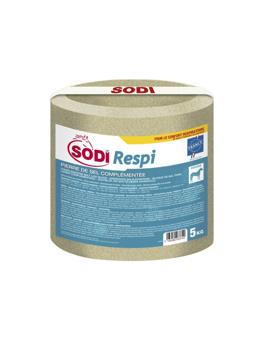 Pierre à sel complémentée Sodi Respi 5Kg