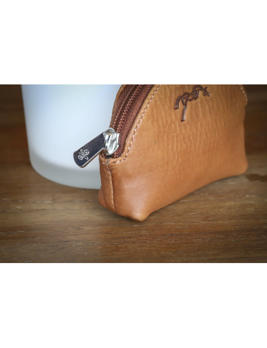 Porte monnaie en cuire Pénélope cognac
