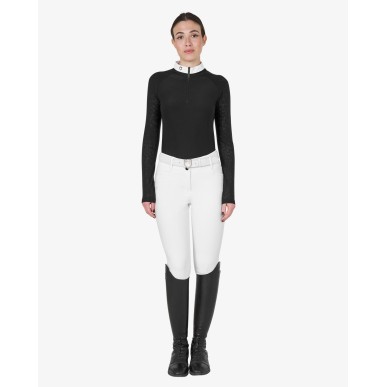 Polo de concours Equestro manches longue stretch noir