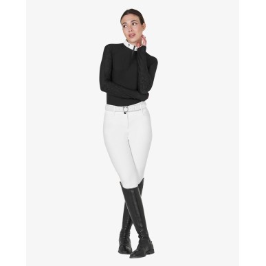 Polo de concours Equestro manches longue stretch noir