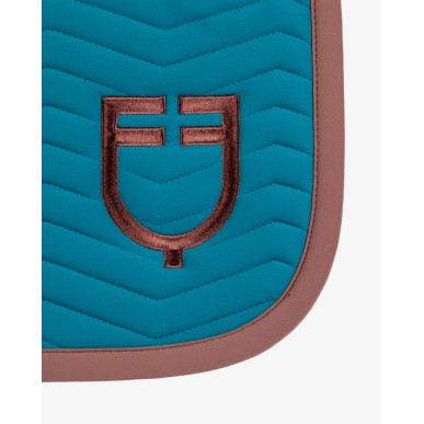 Tapis de selle Equestro CSO Wave Quilting bleu corail/marron