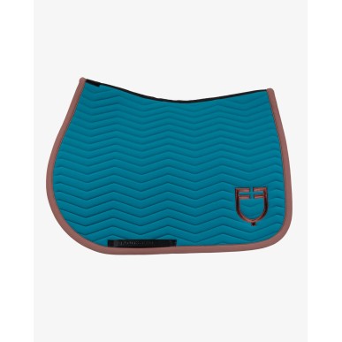 Tapis de selle Equestro CSO Wave Quilting bleu corail/marron