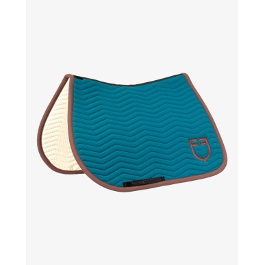 Tapis de selle Equestro CSO Wave Quilting bleu corail/marron