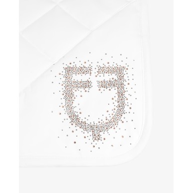 Tapis de selle de saut Equestro blanc avec logo en strass