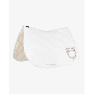 Tapis de selle de saut Equestro blanc avec logo en strass