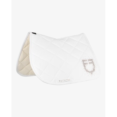 Tapis de selle de saut Equestro blanc avec logo en strass