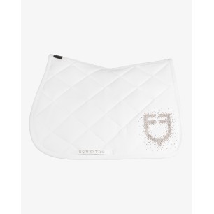 Tapis de selle CSO Equestro blanc avec logo en strass