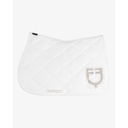 Tapis de selle CSO Equestro blanc avec logo en strass