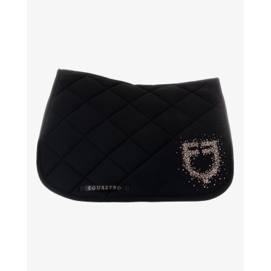 Tapis de selle de saut Equestro noir avec logo en strass