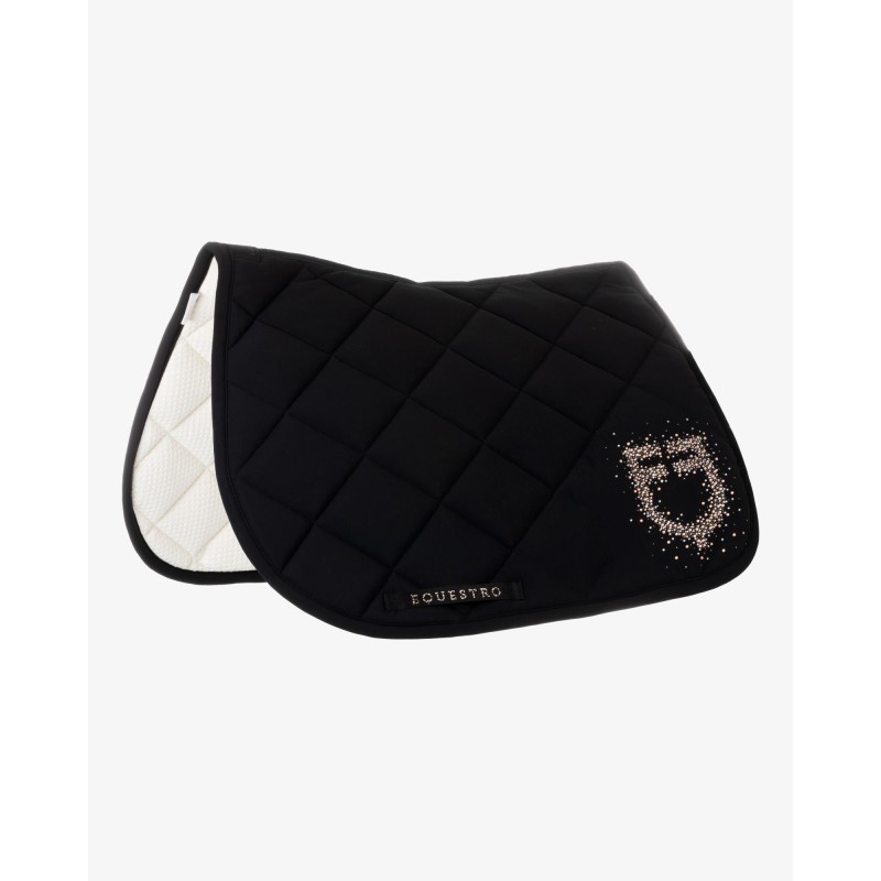 Tapis de selle CSO Equestro Noir avec logo en strass Tapis de selle CSO Equestro Noir avec logo en strass