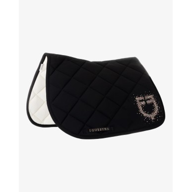 Tapis de selle de saut Equestro noir avec logo en strass