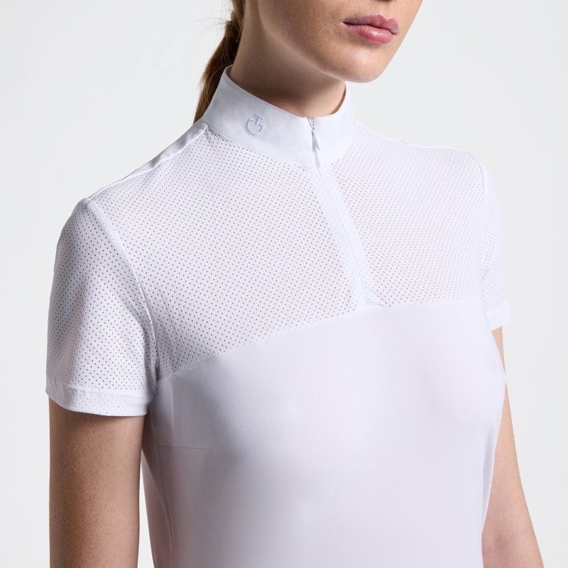 Polo de compétition à manches courtes pour femme Cavalleria Toscana blanche Polo de compétition à manches courtes pour femme Cavalleria Toscana blanche
