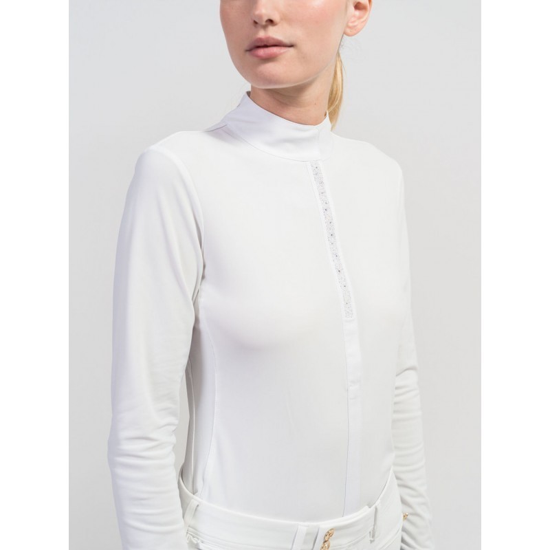 Polo de compétition Samshield Julia Crystal Leaf - blanc Polo de compétition Samshield Julia Crystal Leaf - blanc