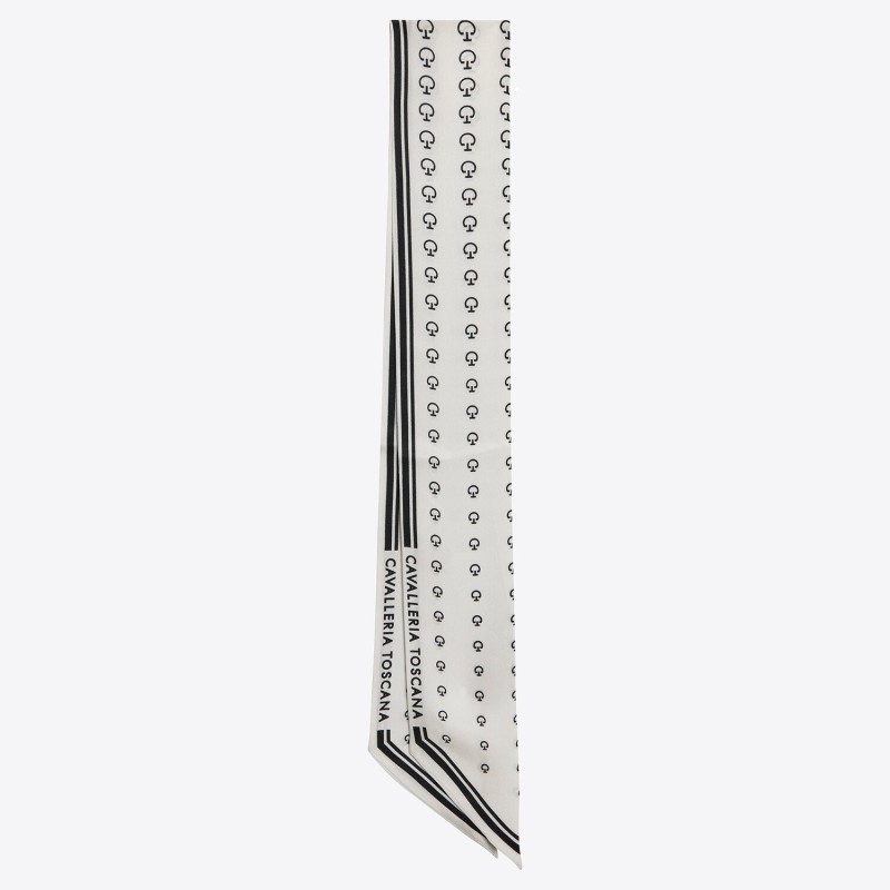 Foulard en soie cavalleria Toscana motif jacquard Blanc Foulard en soie cavalleria Toscana motif jacquard Blanc