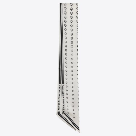 Foulard en soie cavalleria Toscana motif jacquard Blanc