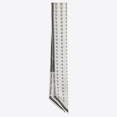 Foulard en soie cavalleria Toscana motif jacquard Blanc