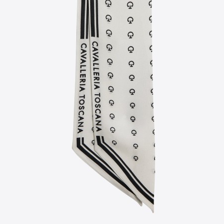 Foulard en soie cavalleria Toscana motif jacquard Blanc