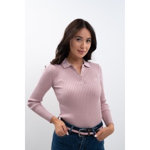 Polo manches longue Harcour Aurore Pivoine