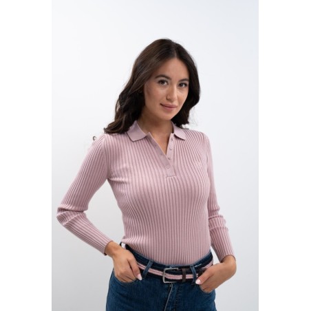Polo manches longue Harcour Aurore Pivoine