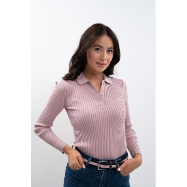 Polo manches longue Harcour Aurore Pivoine