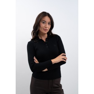 Polo manches longue Harcour Aurore noir
