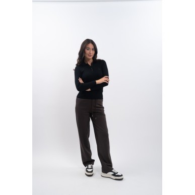 Polo manches longue Harcour Aurore noir