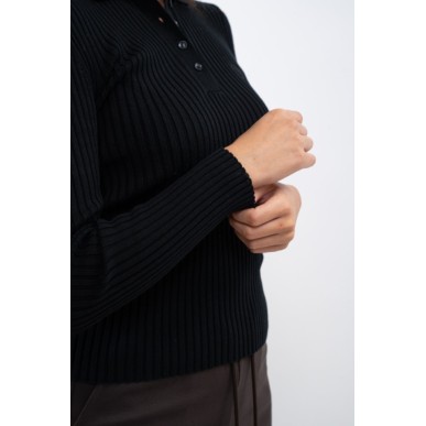 Polo manches longue Harcour Aurore noir