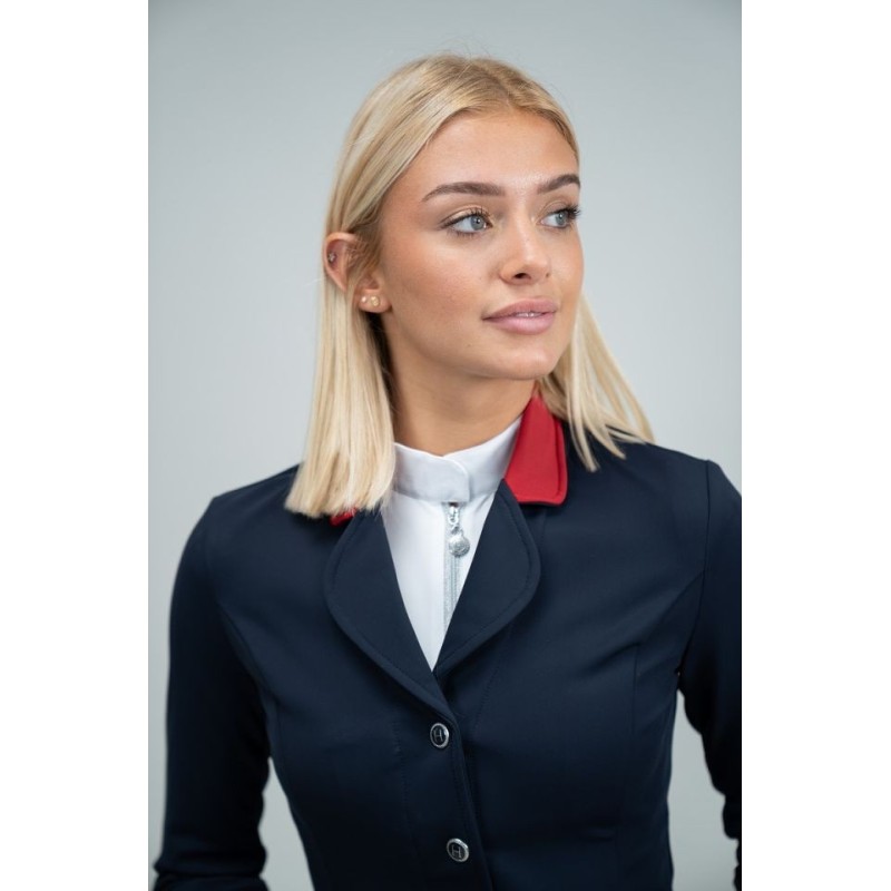 Veste de concours Harcour French team bleu marine col rouge