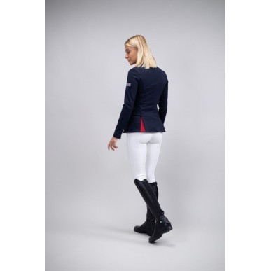 Veste de concours Harcour French team bleu marine col rouge