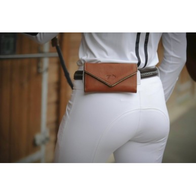 Pochette en cuire Pénélope cognac