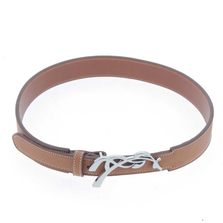 Ceinture en cuire Pénélope Signature cognac