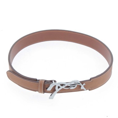 Ceinture en cuire Pénélope Signature cognac
