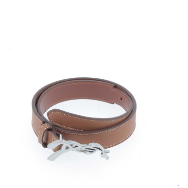Ceinture en cuire Pénélope Signature cognac