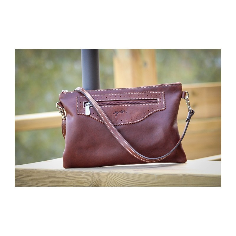 pochette en cuire Pénélope Emma havane pochette en cuire Pénélope Emma havane