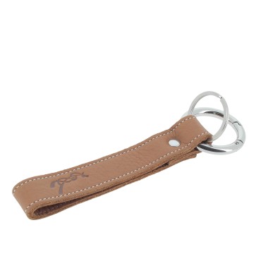 Porte-clefs en cuire Pénélope Lara cognac