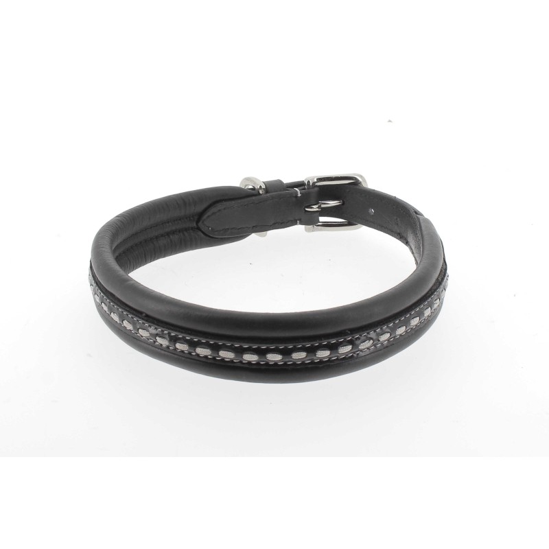 Collier pour chien Pénélope point de sellier noir Collier pour chien Pénélope point de sellier noir