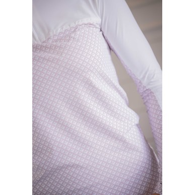 Polo de compétition manches longues Pénélope Debbie blanc/rose