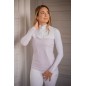 Polo de compétition manches longues Pénélope Debbie blanc/rose Polo de compétition manches longues Pénélope Debbie blanc/rose