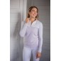Polo de compétition manches longues Pénélope Debbie blanc/rose Polo de compétition manches longues Pénélope Debbie blanc/rose