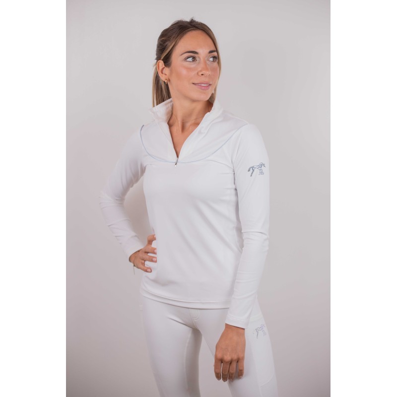 Polo de compétition manches longues Pénélope Toscane blanc