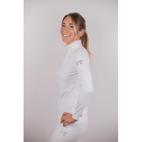 Polo de compétition manches longues Pénélope Toscane blanc