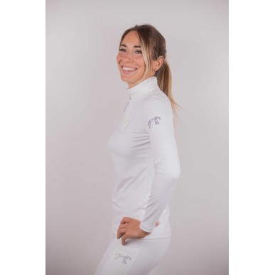 Polo de compétition manches longues Pénélope Toscane blanc