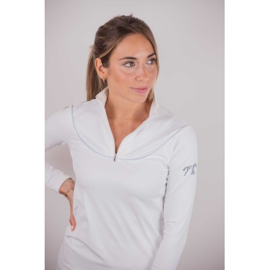 Polo de compétition manches longues Pénélope Toscane blanc
