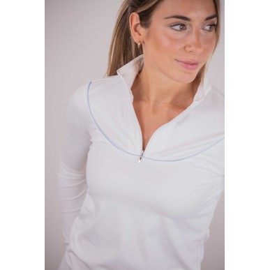 Polo de compétition manches longues Pénélope Toscane blanc
