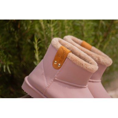 Boots fourrées Pénélope rose poudré