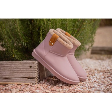 Boots fourrées Pénélope rose poudré
