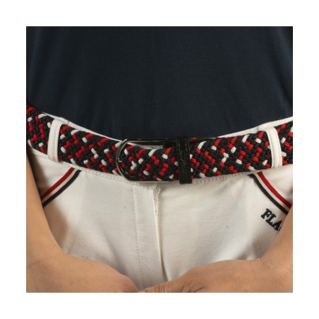 Ceinture tréssée élastique Flags and cup édition France marine/ blanc/ rouge