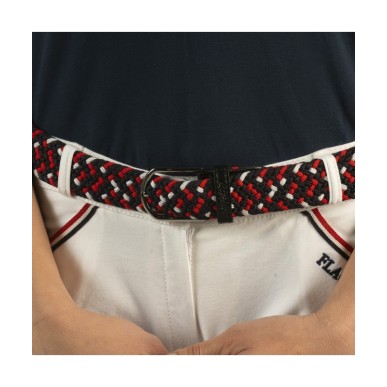 Ceinture tréssée élastique Flags and cup édition France marine/ blanc/ rouge