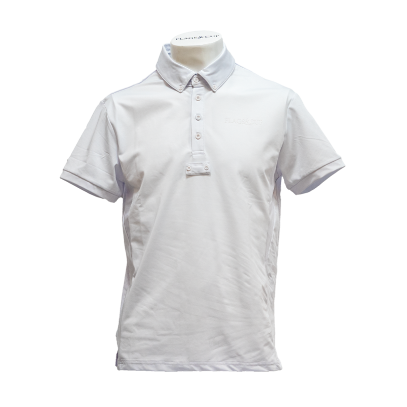 Polo de compétition manches courtes pour homme Flags and cup San Remo blanc Polo de compétition manches courtes pour homme Flags and cup San Remo blanc